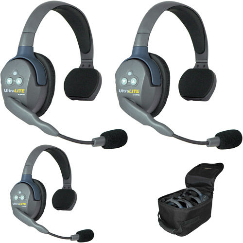 UL3S UltraLITE 3 Person System w/3 Single Headsets Batteries, Charger & Case (Single)