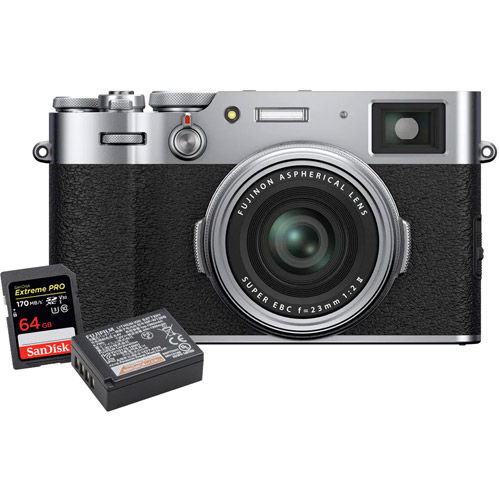 X100V Silver, NP-W126S Battery, Extreme Pro 64GB SDXC UHS-I Card