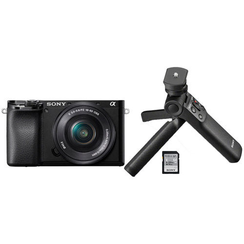 Sony Alpha A6100 Mirrorless Kit w/ SEL 16-50mm PZ Lens w/ Vlogger Accessory  Kit