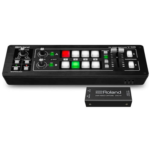 V-1HD Compact Portable 4-Channel Video Switcher Bundle with UVC-01