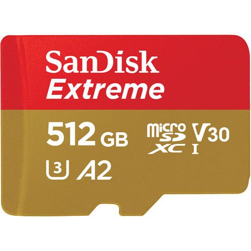 Sandisk Extreme 512GB Micro SDXC A2 UHS-I U3 Class 10 V30 Card
