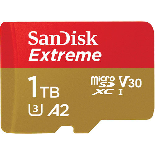 Sandisk Extreme 1TB Micro SDXC A2 UHS-I U3 Class 10 V30 Card, 190MB/s read  & 130MB/s write speeds