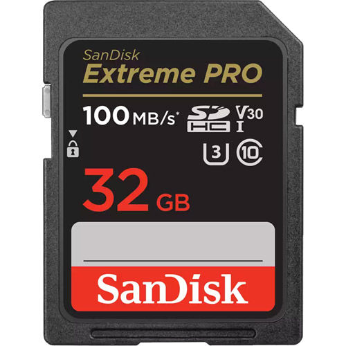 Sandisk Extreme Pro 32GB SDHC UHS-I U3 Class 10 V30 Card, 100MB/s read &  90MB/s write speeds