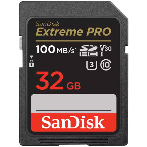 Extreme 32GB SDHC UHS-I U3 Class 10 V30 Card, 100MB/s read & 60MB/s write speeds