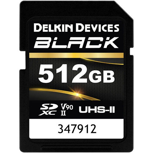 512GB BLACK SDXC UHS-II V90 U3 Class 10 Card, 300MB/s read and 250MB/s write speeds