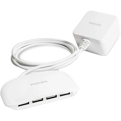 Philips 4 Port Powered USB Charging Station - White