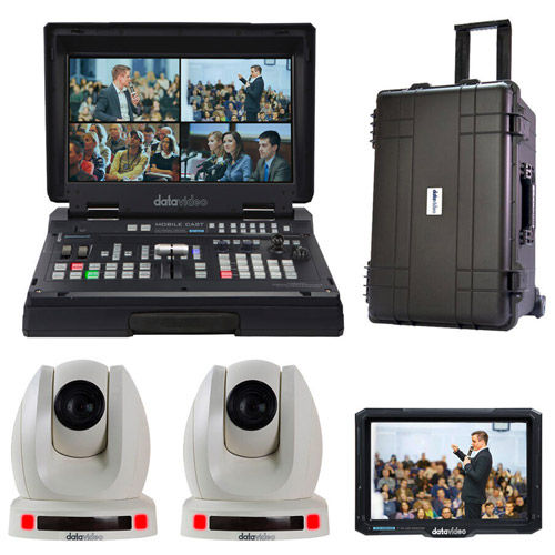 Portable Video Streaming Studio Kit w/HS-1600T MK II, 2x PTC-140TW, HC-800FS and TLM-700UHD (White)