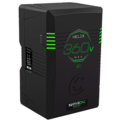 Helix 360 max, 14.4v/28.8v, 367wh V-Mount Battery Pack, LCD and w/ P-tap and USB, 20A Max Load