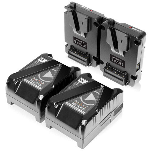 2X Mini V-mount 99Wh Batteries + Dual V-Mount Hot