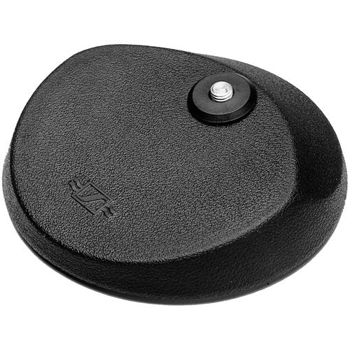 Heavy duty round table stand with skid-resistant rubber base, fits any 3/8 in threaded microphone c