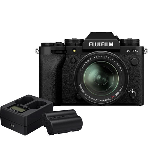 Fujifilm X-T5 Mirrorless Kit Black w/ XF 18-55mm Lens, NP-W235 Battery &  Charger
