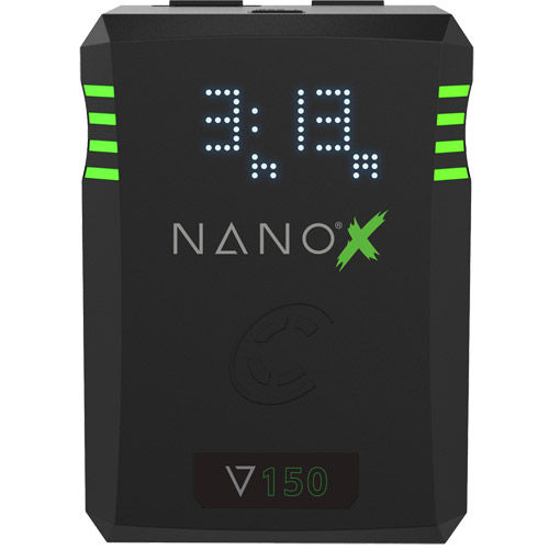 NANO-V150X 147wh Micro Sized V-mount SMART Battery Pack, 14.8v 9.9Ah. 10A Draw w/ EmLEDTM Fuel Gauge