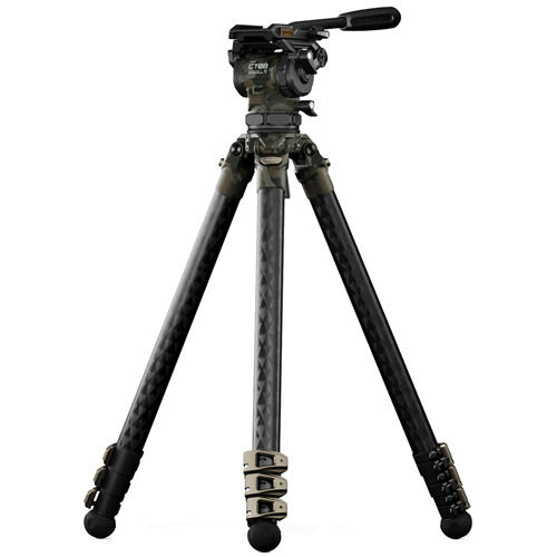 75mm Cine Fluid Head with 3-Stage Carbon Fiber Tripod -  Forest Camo - 8KG