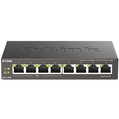 8-Port Desktop Gigabit PoE+ Switch - DGS-1008P