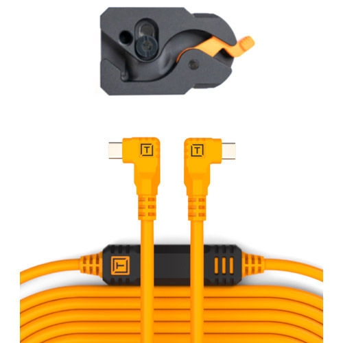 TetherGuard LeverLock & Cable Kit, 15' USB-C to USB-C, Right to Right - Orange