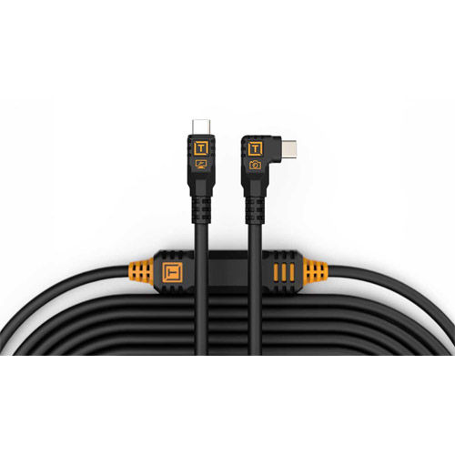 TetherPro 31' USB-C to USB-C, Straight to Right - Black