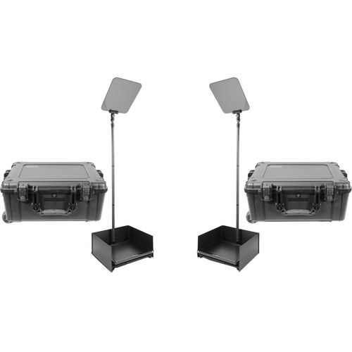 STAGEPRO PRESIDENTIAL TELEPROMPTER PAIR SERIES w/ 19" 400 NIT PRO MONITORS, CARBON FIBER POLE w/Case