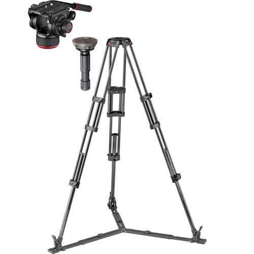 504X Fluid Video Head & MVTTWINGC Carbon Fiber Tripod with Ground Spreader