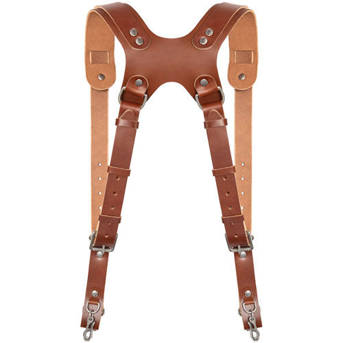 F22 Leather Dual Camera Harness - Brown
