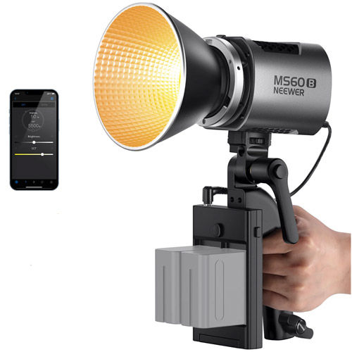 MS60B Bi-color LED Video Light Handheld Spotlight