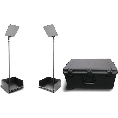 STAGEPRO Presidential Teleprompter Pair Series w/ 19" 400 NIT PRO Monitors, Carbon Fiber Poles, Case