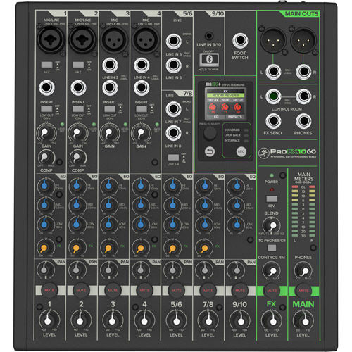 ProFX10GO Mobile 10-Channel Battery Powered Analog Mixer w/Enhanced FX USB Recording Mode & Bluetooth