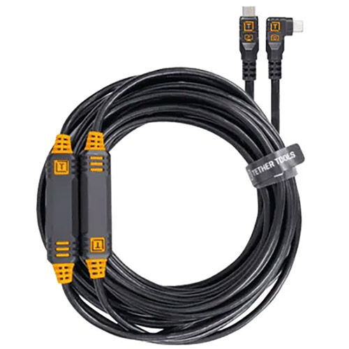 TetherPro Optima USB-C Cable (31', Non-Reflective Black, Right-Angle)