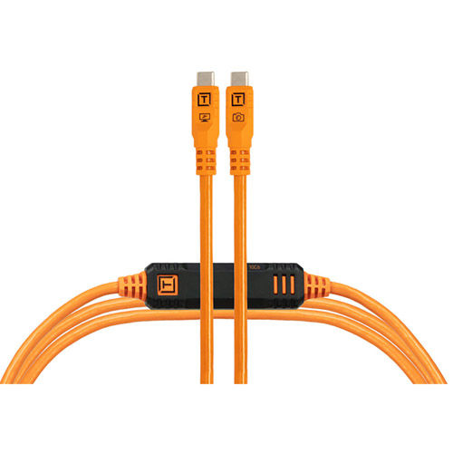 TetherPro Optima 10G USB-C Cable (15', High-Visibility Orange)