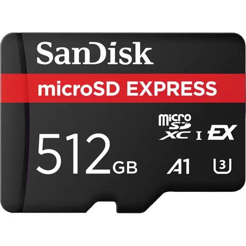 512GB microSD Express Memory Card Memory Card (880MB/s read & 650MB/s write speeds)