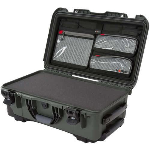 935 Wheeled Waterproof Hard Case with Lid Organizer and Cubed Foam (28.5L, Olive)
