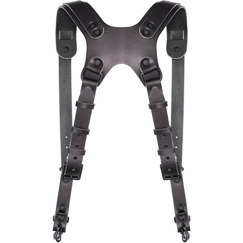 F22 Leather Dual Camera Harness - Black