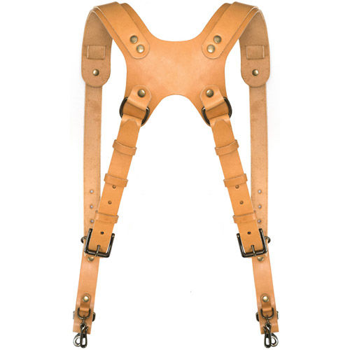 F22 Leather Dual Camera Harness - Tan