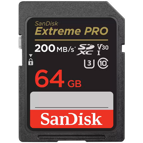 Extreme Pro 64GB SDXC UHS-I U3 Class 10 V30 Memory Card (200MB/s read & 90MB/s write speeds)