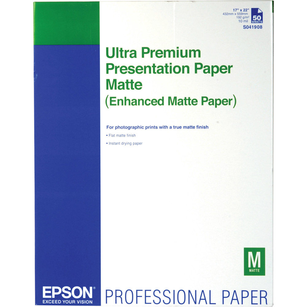 Epson 85x11 Ultra Premium Presentation Paper Matte 50 Sheets S041341 Matte Photo Quality 6612