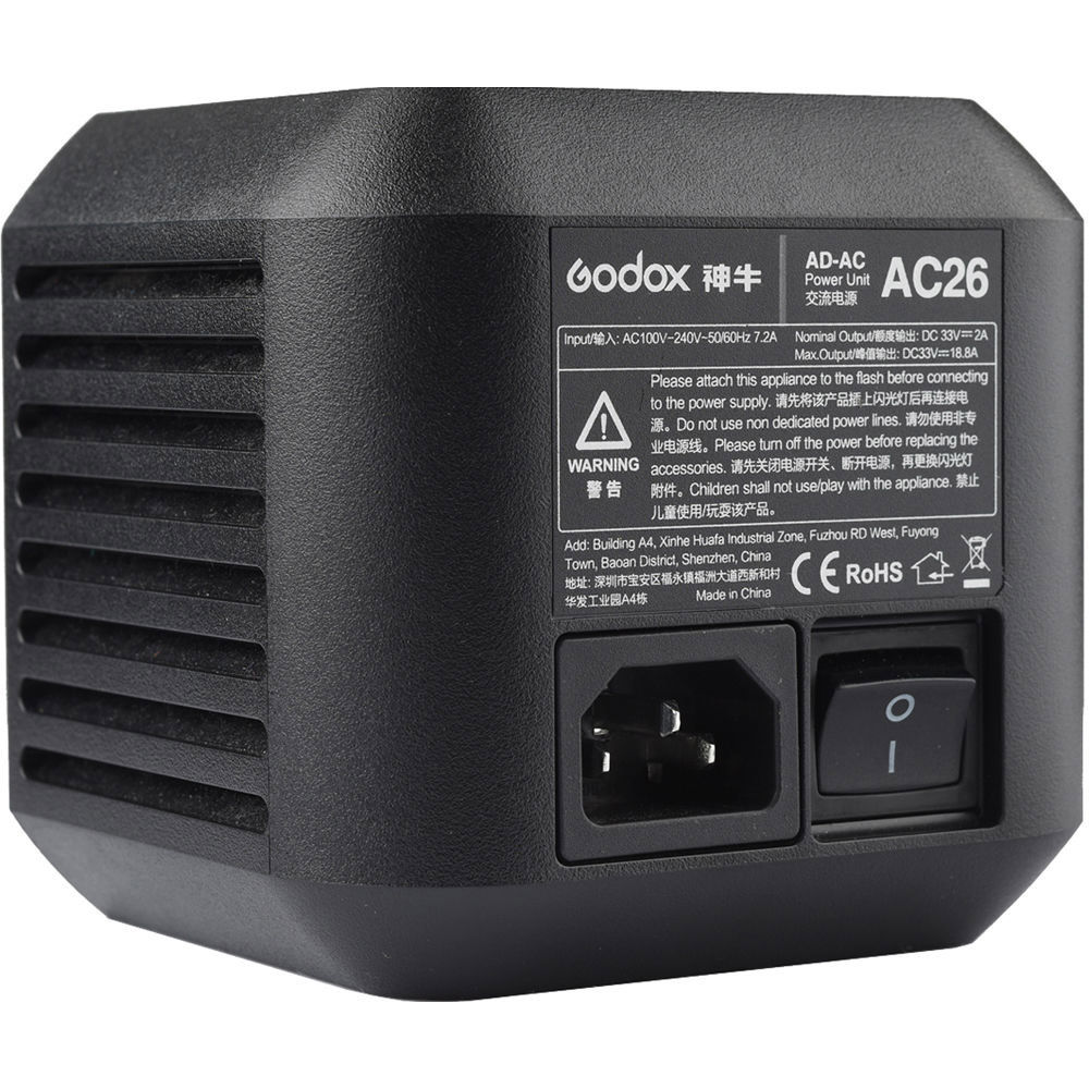 wistro godox AD600B ACアダプタ 延長ケーブル ケース Godox AC26 - AC Adapter for AD600 Pro / Pro II Flash Adapters