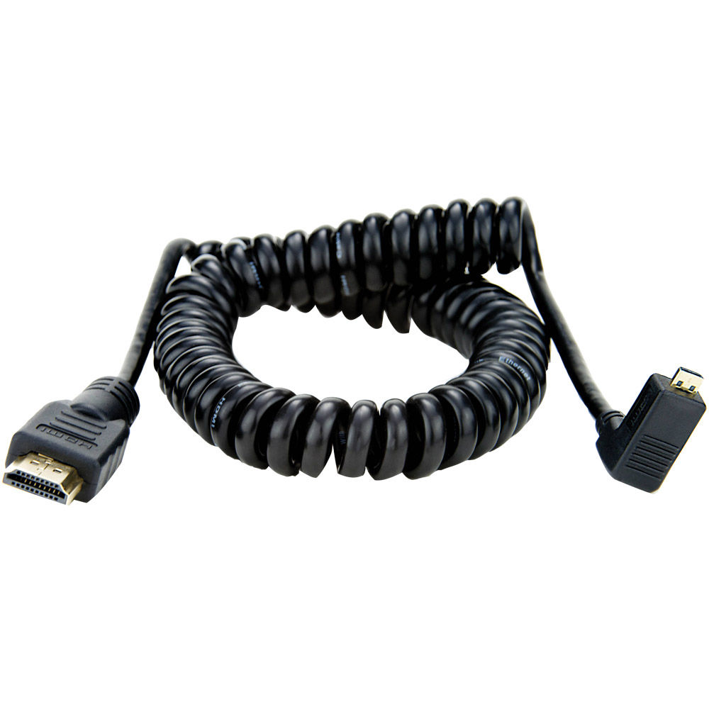 thumbnail image 2 of Atomos Right-Angle HDMI Coiled Cable - Micro To Full HDMI 11.8-17.7 Inch Range 2 of 11