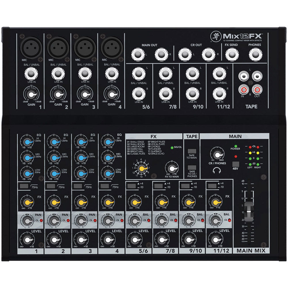 配信機器・PA機器・レコーディング機器 Mackie Mix12FX Mackie 12-channel Compact Mixer w/ FX MAC-Mix12FX Audio Mixers