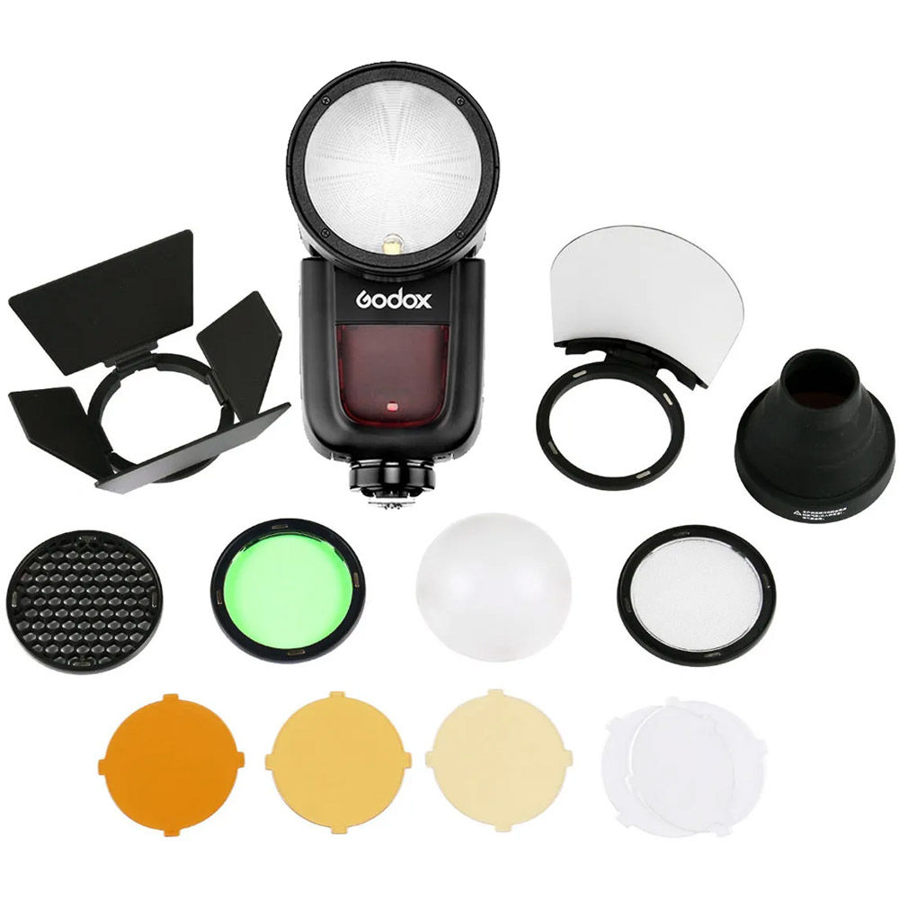 Godox V1 Round Head Flash for Canon with AK-R1 Accessory Kit