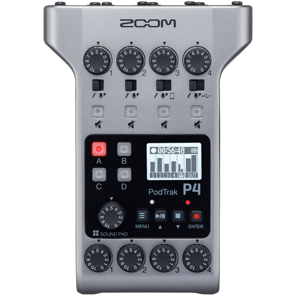 Zoom PodTrak P4 Portable Multitrack Podcast Recorder ZOOM-ZP4