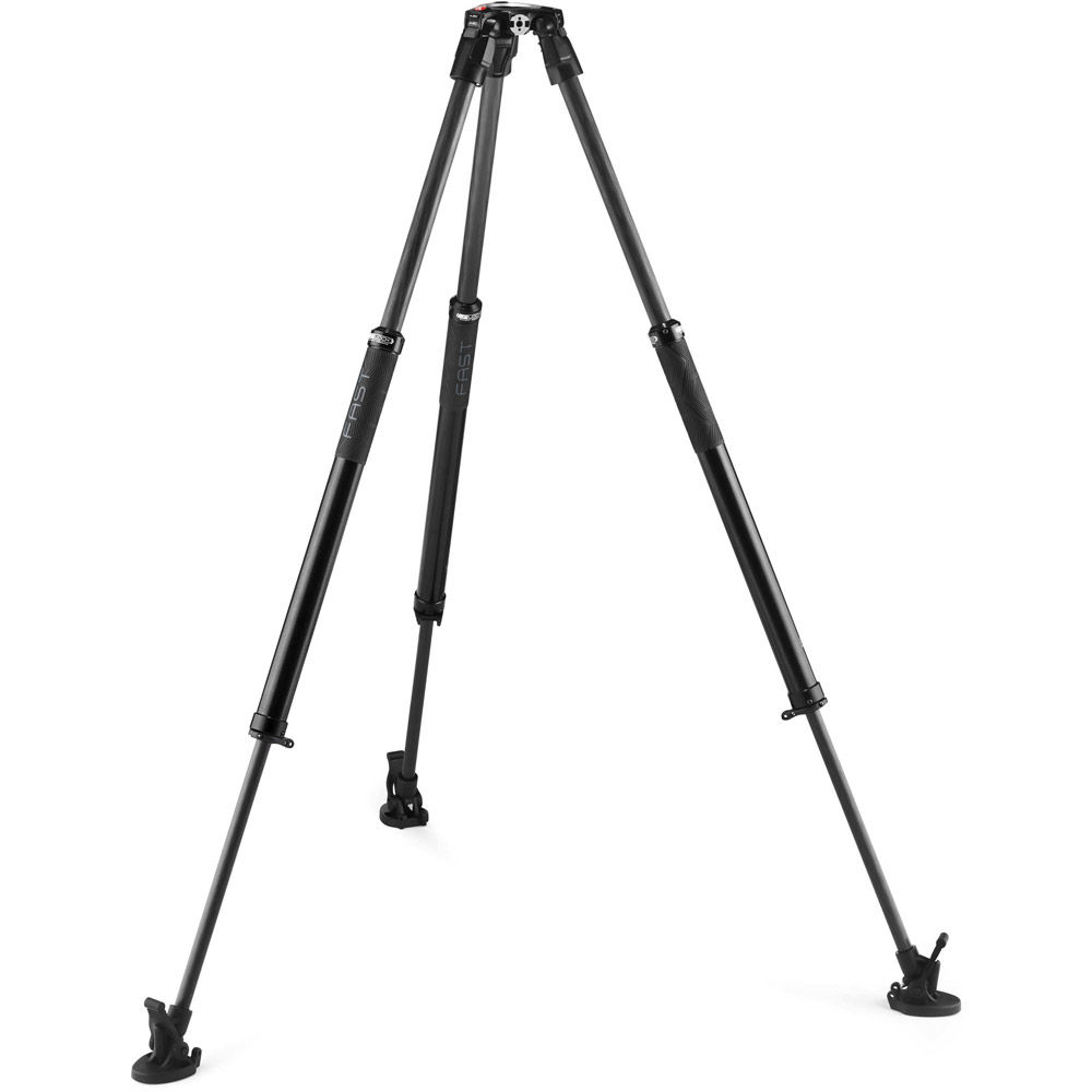 Manfrotto 117B Geared Video Tripod With Rubber Feet And Retractable Metal Spikes (Black) : Professional Video Tripods