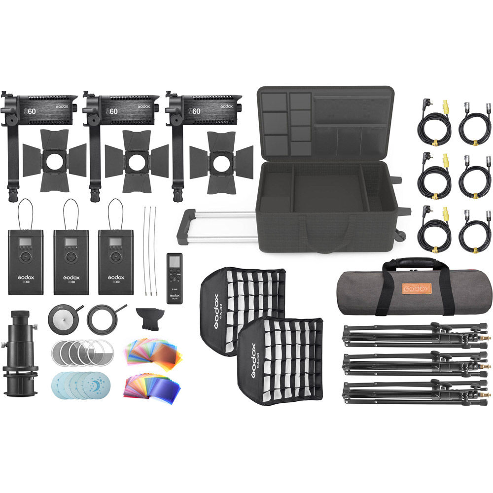Godox S60 LED Focusing 3-Light Kit S60-D-K3 Floodlights - Vistek