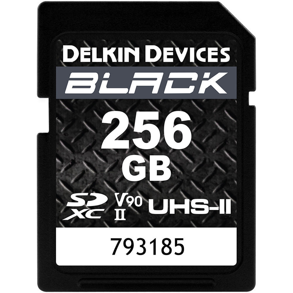 Delkin 256GB BLACK SDXC UHS-II V90 U3 Class 10 Card, 300MB/s read