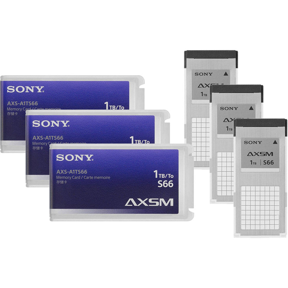 Sony 1TB Capacity AXS Memory Card 3 Pack AXSA1TS66X3 ASX Cards 