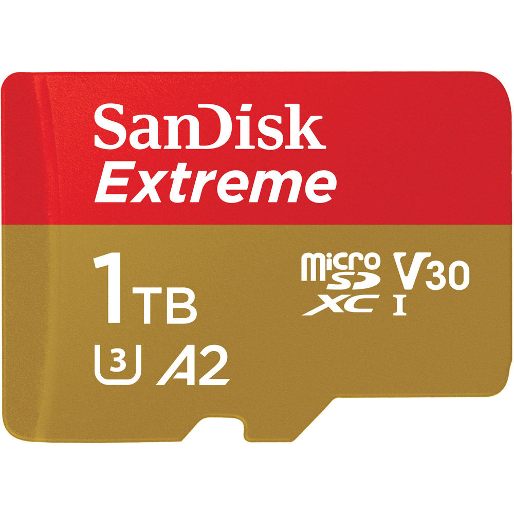 Sandisk Extreme 1TB Micro SDXC A2 UHSI U3 Class 10 V30 Card, 190MB/s