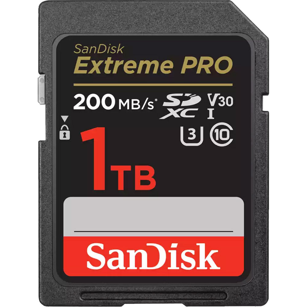 Sandisk Extreme Pro 1TB SDXC UHS-I U3 Class 10 V30 Card, 200MB/s read &  140MB/s write speeds