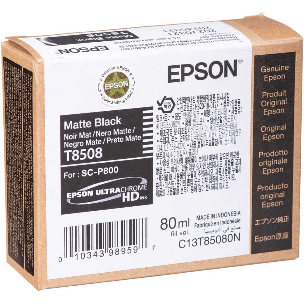 Epson T85080N UltraChrome HD Matte Black Ink Cartridge for