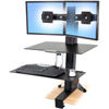 WorkFit-S Dual Monitor Sit-Stand Workstation with Worksurface+ and Large Keyboard Tray (Black)