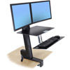 WorkFit-S Dual Monitor Sit-Stand Workstation with Worksurface+ and Large Keyboard Tray (Black)