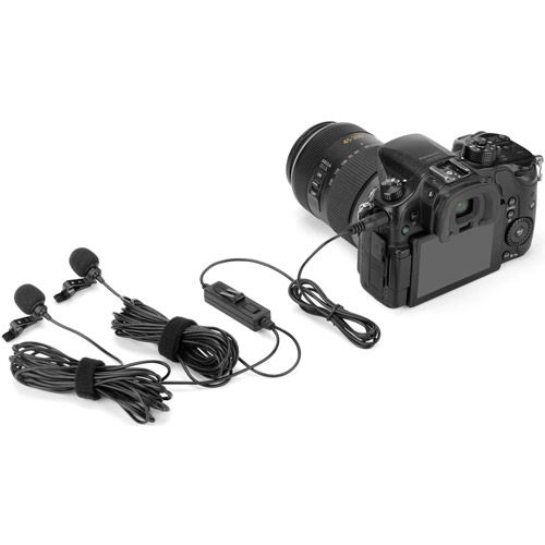 LavMicro 2M Dual Head Lavalier Microphone for DSLR Cameras, Camcorders, Smartphones & Recorders