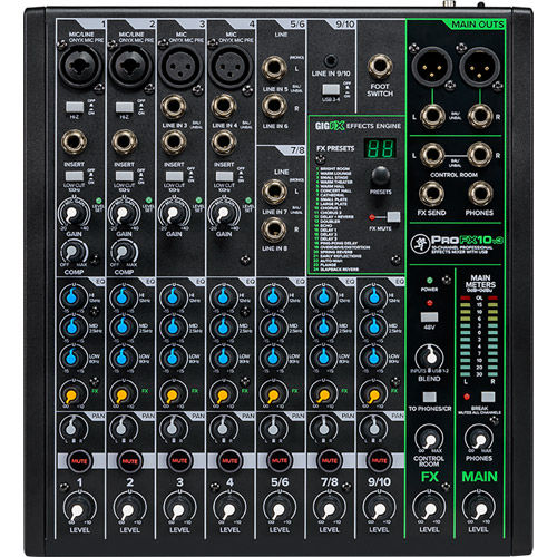 10 Channel Professional Effects Mixer with USB